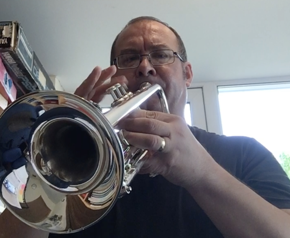 David Bertie playing Clarke's Technical Studies Etude 5 in One Breath for the first time